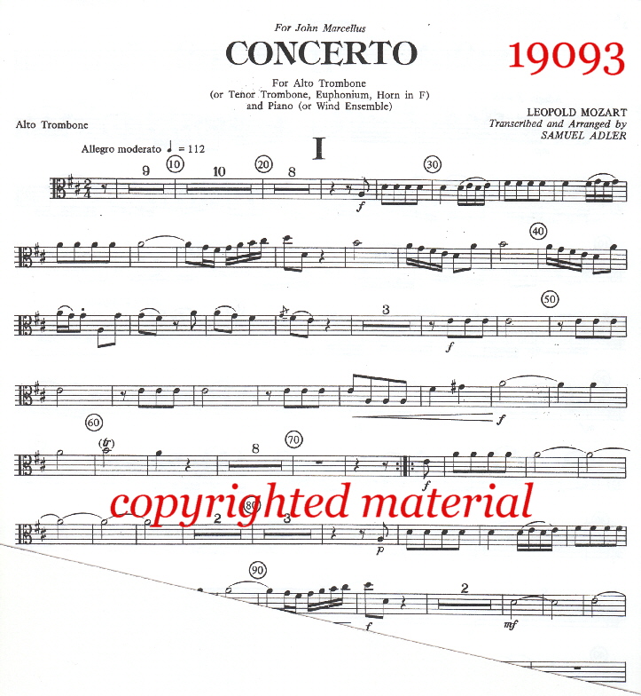 mozart leopold adler concerto for alto trombone solos w piano trombone concerto sheet music