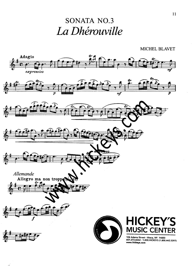 Blavet, Michel Sonatas (6), v.1 - op 2, nos 1-3 for Flute ...